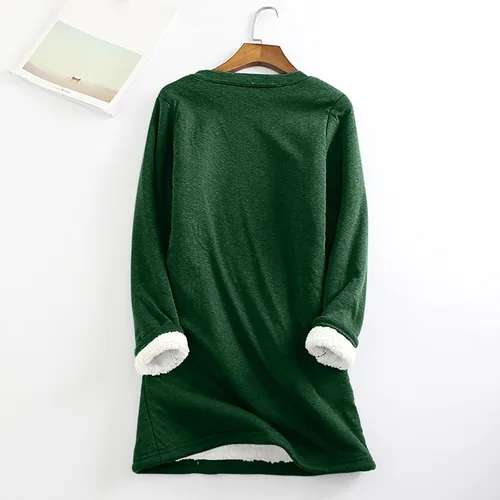 Vista 4 de Camisas cálidas con forro polar de invierno para mujer, estilo casual, color liso, raglán, manga larga, cuello redondo, camiseta térmica casual