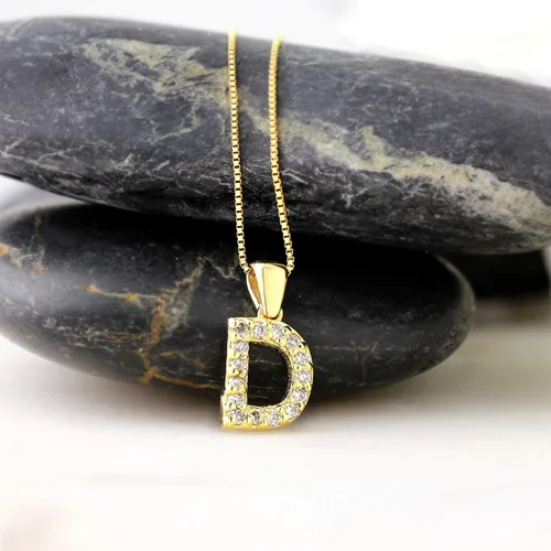 Vista 268 de Collar colgante con letra inicial de diamantes en oro amarillo de 14k (1/10 quilates) 18 pulgadas