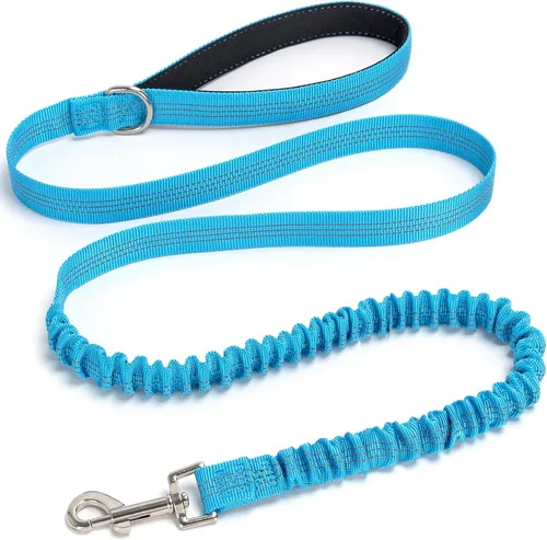 Vista 12 de Correa elástica para perro - Correa de nylon reflectante y de 5 pies con absorción de golpes Entrenamiento anti-jalón para perros Negro