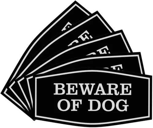 Vista 13 de All Quality Fancy Beware of Dog Letrero Material duradero Señales de seguridad para el hogar Fácil de instalar (negro/oro), mediano, 1 paquete