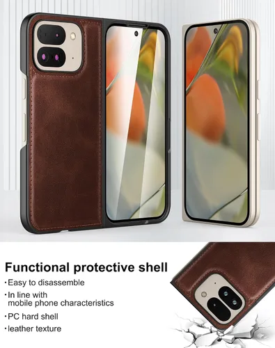 Vista 7 de Foluu Funda para Google Pixel 9 Pro Fold, con Protector de Pantalla Frontal Integrado, Cuero PU + Carcasa Rígida de PC Ultra Delgada Duradera Funda