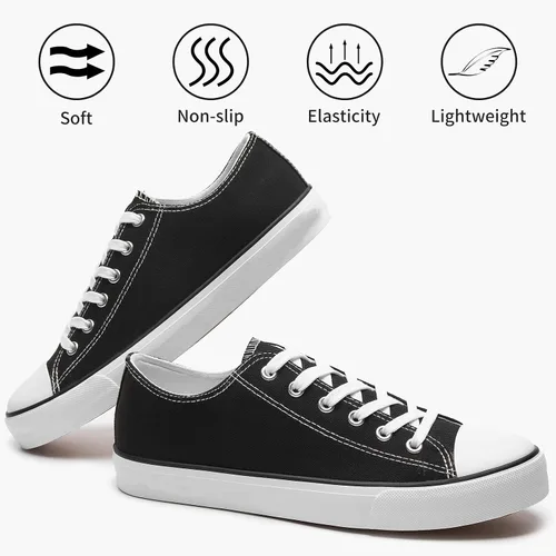 Vista 3 de yageyan Zapatos bajos de lona para hombre Zapatillas casuales clásicas Zapatos de moda en blanco y negro