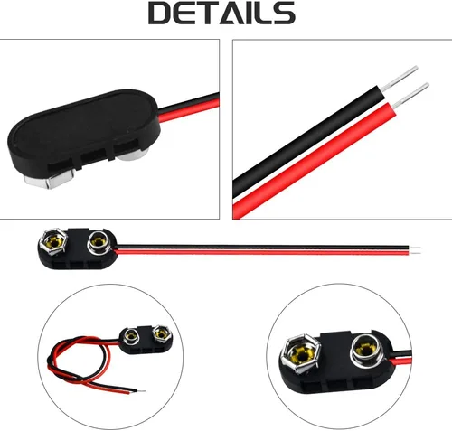 Vista 3 de WMYCONGCONG Paquete de 5 4 soportes de batería AA de 1.5 V con clip de batería con cable tipo I Conector a presión estándar (4AA) para tiras LED