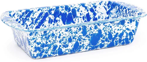 Vista 8 de Crow Canyon Home Sartén esmaltada, 9 x 5 pulgadas, blanco vintage/azul Vintage Blanco/Azul