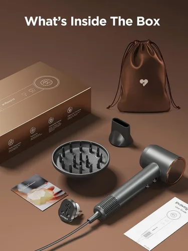 Vista 9 de PLAVOGUE Secador de pelo de viaje de doble voltaje con difusor, secador de pelo iónico de alta velocidad para mujeres, secado rápido, bajo ruido
