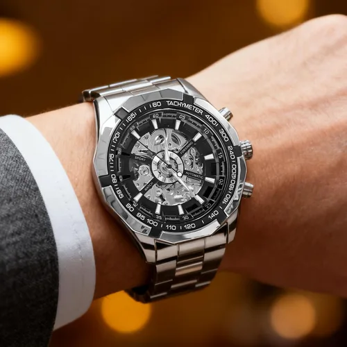 Vista 8 de Gute Relojes para hombre, esqueleto mecánico, de acero inoxidable, impermeable, automático, reloj de pulsera steampunk con esfera X de lujo