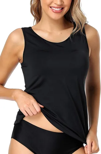 Vista 5 de PERONA Traje de baño de dos piezas para mujer, sexy, cuello en V, control de abdomen, tankini de talla grande