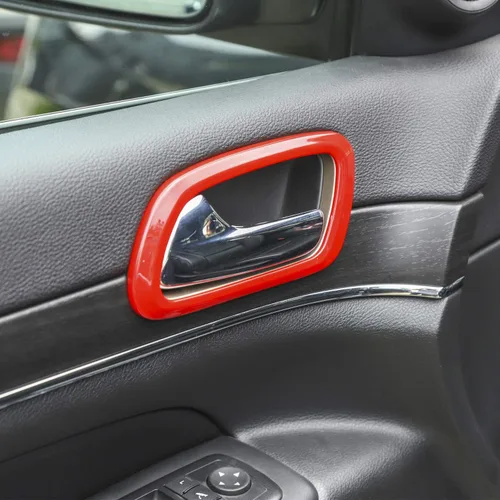 Vista 5 de CheroCar Grand Cherokee - Cubierta para manija interior de puerta para Jeep Grand Cherokee 2011-2026, 4 piezas ABS rojo interior manija de puerta