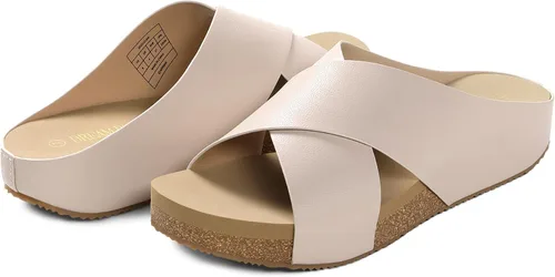 Vista 3 de DREAM PAIRS Sandalias de corcho para mujer, con puntera abierta, bonitas, cruzadas, planas, para verano