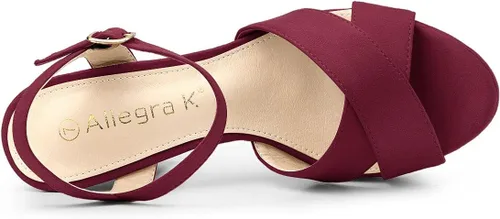 Vista 4 de Allegra K Sandalias de tacón grueso con plataforma para mujer