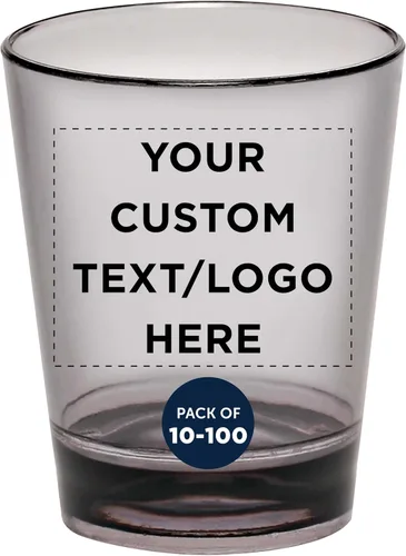 Vista 12 de Vasos de chupito de plástico translúcidos personalizados de 1.5 onzas, juego de 10/50/100 unidades, acrílico, ideal para regalos de cumpleaños