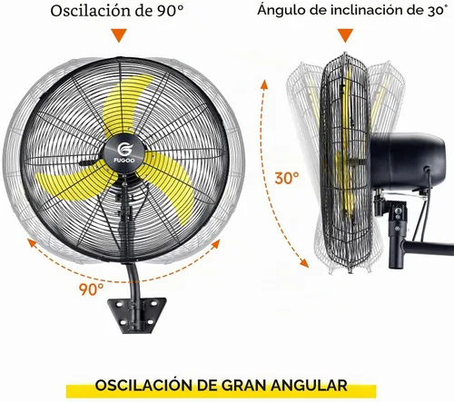 Vista 6 de FUGOO Ventilador de pared oscilante de 30 pulgadas con control remoto, motor BLDC, amplio rango de flujo de aire de 3200 CFM a 8800 CFM, ventilador