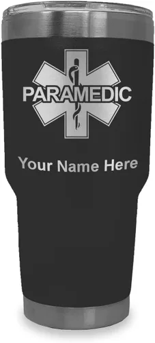 Vista 29 de LaserGram Vaso aislado al vacío de 20 onzas, paramédico, grabado personalizado incluido (negro) Engraved Gift for Paramedics, Vacuum Insulated
