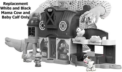 Vista 5 de Pieza de repuesto para Fisher-Price Little People Caring for Animals Farm - DWC31 y CHJ51 ~ Figura de repuesto de vaca y ternera blanca y negra