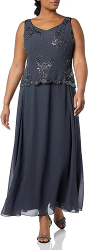Vista 3 de J Kara Vestido de chaqueta con cuentas de talla grande para mujer
