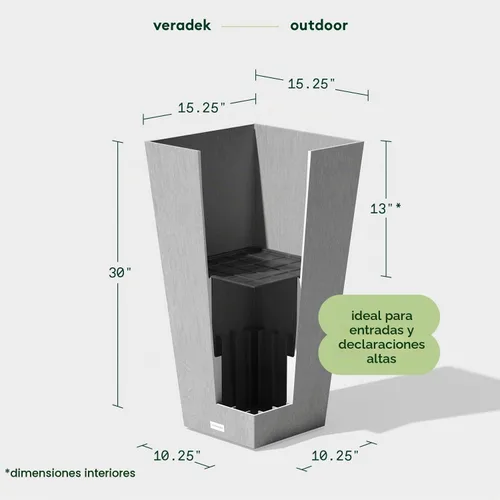 Vista 2 de Veradek Pure Series - Maceta cónica alta para exteriores con estante Hecho de plástico duradero con un estante de inserción extraíble. Decoración