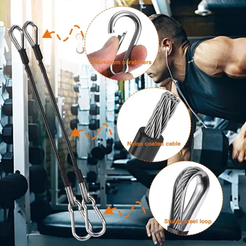 Vista 2 de 2 piezas de extensión de cable para gimnasio, accesorios de reemplazo para máquina de cable, accesorios de polea de cable para gimnasio - cuerda