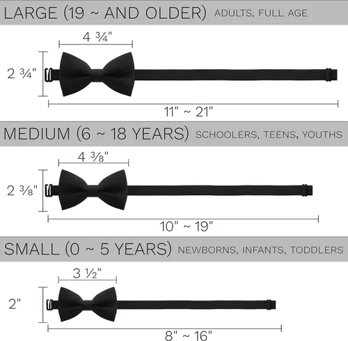 Vista 4 de Bow Tie House Juego clásico de corbatín preatado con bolsillo formal, cuadrado, sólido, esmoquin con pañuelo