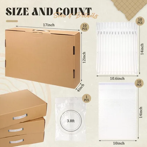 Vista 2 de Dunzoom Paquete de 10 cajas de envío para laptop con bolsas inflables para Marrón