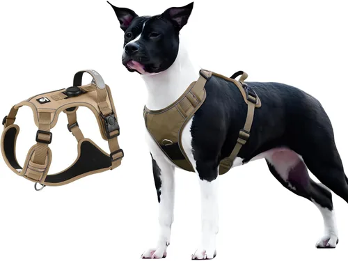 Vista 13 de Arnés sin tirones para perro extragrande, ajustable a prueba de escape, sin estrangulamiento y chaleco reflectante con asa para un fácil control