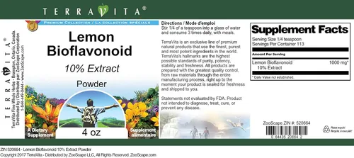 Vista 3 de Bioflavonoide de limón 10% en polvo (4 oz, ZIN: 520664)