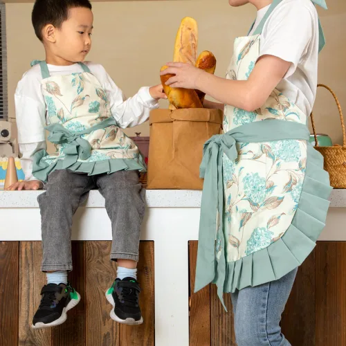 Vista 6 de NEOVIVA Delantales de cocina con bolsillos para mamá y yo, delantales a juego para padres e hijos, regalos para Acción de Gracias, Navidad