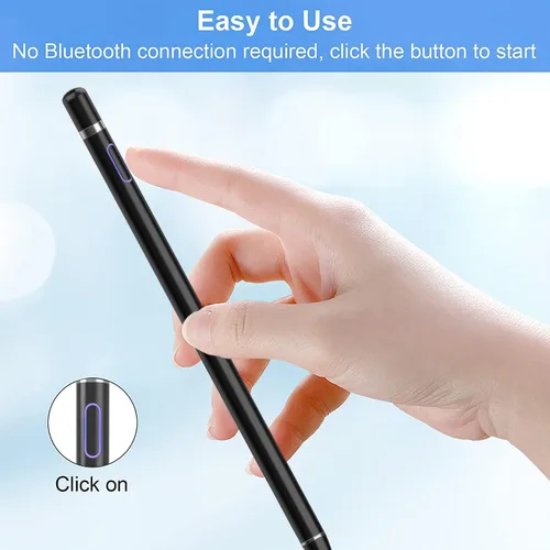 Vista 5 de Lápiz óptico para pantallas táctiles, lápiz activo de punta fina compatible con iPhone, iPad Pro Air Mini y otras tabletas (negro)