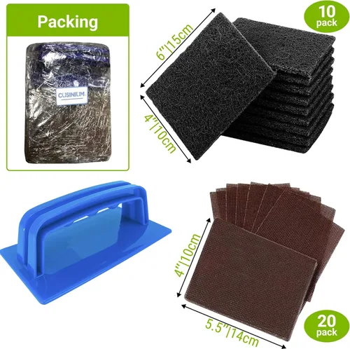 Vista 2 de CUSINIUM Kit de limpieza de plancha de 31 piezas: 1 soporte para pantalla, 20 pantallas, 10 almohadillas de limpieza