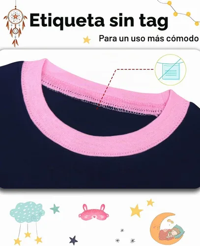 Vista 3 de DAUGHTER QUEEN Pijama de algodón para niñas de 4 piezas, talla 18 meses-12 años