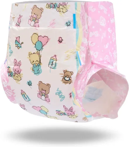 Vista 3 de Littleforbig Pañales impresos para adulto, 10 piezas, Baby Cuties (M 28"-38")