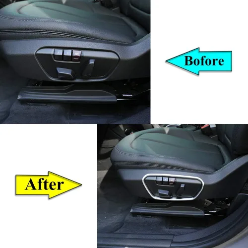 Vista 2 de YIWANG - Marco de botón de ajuste lateral del asiento ABS cromado 2 piezas para BMW X1 F48 2016-2019, para BMW Serie 1 118i 120i 125i f52, para BMW