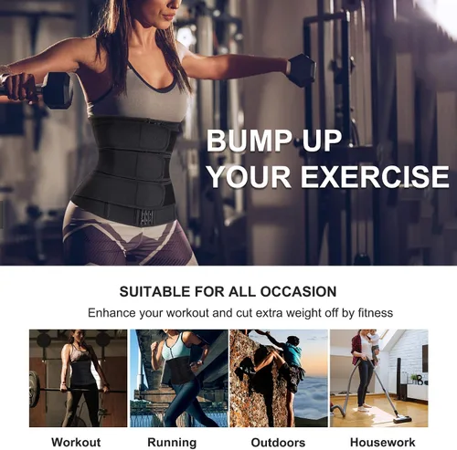 Vista 5 de BIYHCUY Cinturón de entrenamiento de cintura para mujer control de abdomen cintura de entrenamiento faja de sudor faja deportiva banda delgada
