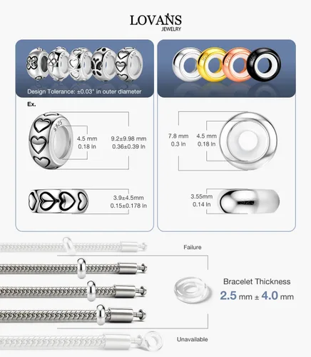 Vista 6 de Lovans 925 Sterling Silver Spacer Beads for Charms Bracelet Stopper Beads Fit for DIY Jewelry