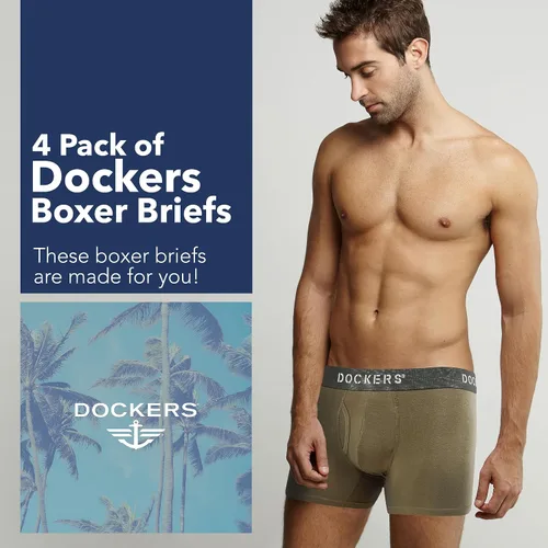 Vista 2 de Dockers Calzoncillos tipo bóxer elásticos de algodón para hombre, paquete de 4