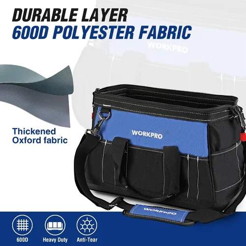 Vista 4 de WORKPRO - Bolso de herramientas de 16 pulgadas, con abertura ancha y base moldeada impermeable