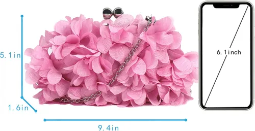 Vista 3 de Buddy - Bolso de mano de satén suave para mujer, con forma de rosa, para boda, fiesta