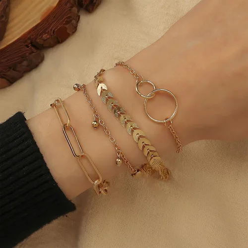 Vista 43 de Long tiantian Pulsera de oro gruesa para mujer, pulseras de oro delicadas, pulseras para mujer, pulseras apilables de eslabones de cadena