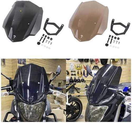Vista 4 de GLoyer Motorcycle Windshield Compatible with MT03 MT 03 2015-2018 Windshield Windscreens Front Headlight Screen Lens Cover Protector Guard Headlamp