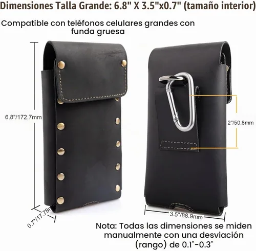 Vista 2 de Topstache Funda de cuero para teléfono – Soporte universal para cinturón para Samsung S23/S22 y iPhone 14 Pro/14, compatible con Otterbox, funda