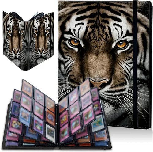 Vista 21 de Carpeta de tarjetas de gato negro y luna, 9 bolsillos para álbum de tarjetas intercambiables, carga lateral, 360 bolsillos, tarjetero de poliuretano