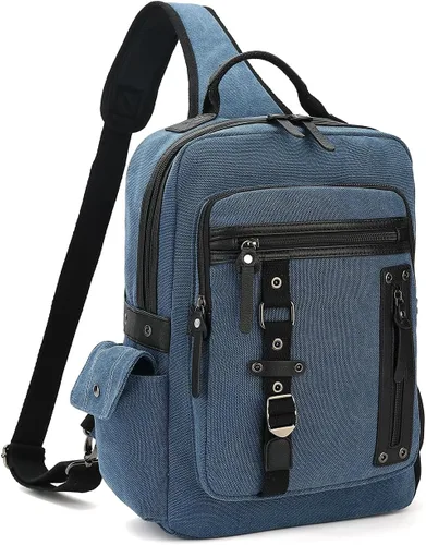 Vista 14 de Bolsa de mensajero vintage, mochila de lona para viajes, bolsa de hombro para hombre, bolsa de doble uso para transporte de mano y transporte cruzado