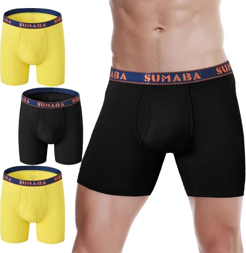 Vista 16 de SUMABA Calzoncillos tipo bóxer de pierna larga para hombre, con bolsa que no se suben para hombre 1 paquete: verde militar02