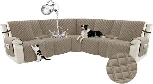Vista 67 de Arfntevss Fundas para sofá seccional reclinable para sofá seccional en forma de L, funda antideslizante lavable para sofá reclinable con forma de L