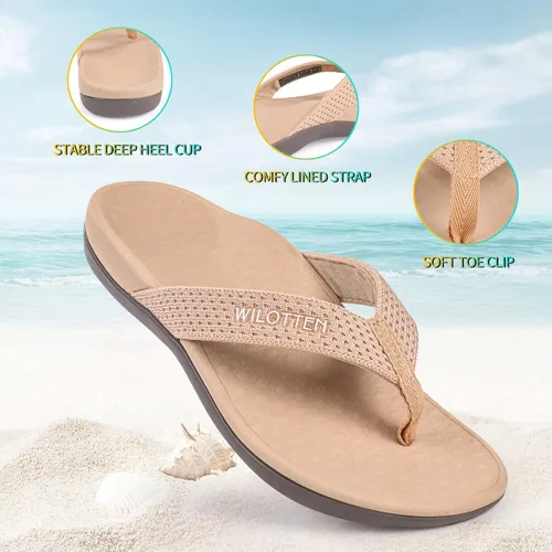 Vista 3 de WILOTTEN Sandalias con soporte de arco para mujer, sandalias ortopédicas para pies planos, sandalias de apoyo para mujeres y hombres