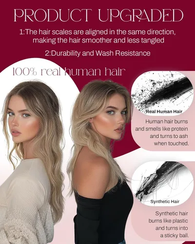 Vista 4 de Moresoo Extensiones de cabello humano real para coser, color negro natural