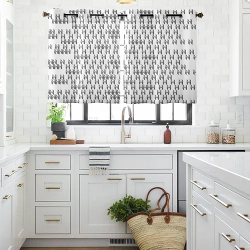 Vista 10 de Libaoge Curtains Panels for Kitchen Letter H Geometric Pixel Style Modern Window Curtains Light Filtering Grommet Top Drapes for Bedroom Closet-Set