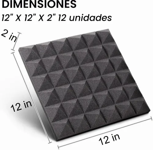 Vista 8 de Foneso - Paquete de 12 paneles de espuma a prueba de sonido para paredes, paneles de espuma acústica de 12 x 12 x 2 pulgadas con acolchado