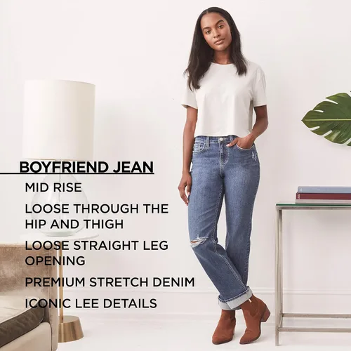 Vista 5 de Lee Jeans estilo boyfriend de talle medio para mujer