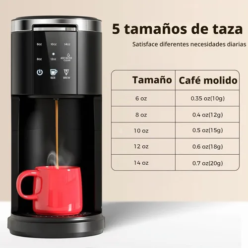 Vista 6 de Electactic Cafetera de una sola porción, cafetera 2 en 1 para K-Cup y café molido, tamaños de preparación de 6 a 14 onzas, cafeteras en cápsulas
