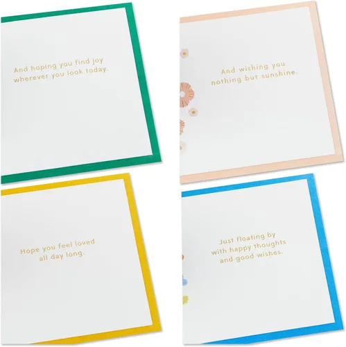 Vista 4 de Hallmark Tarjetas desplegables Signature Paper Wonder para pensar en ti, solo porque (4 tarjetas: colibrí, flores, árbol, mariposas)